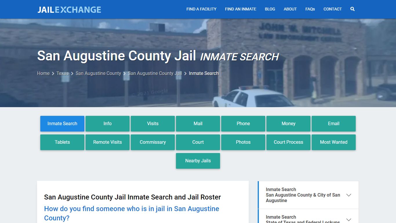 Inmate Search: Roster & Mugshots - San Augustine County Jail, TX