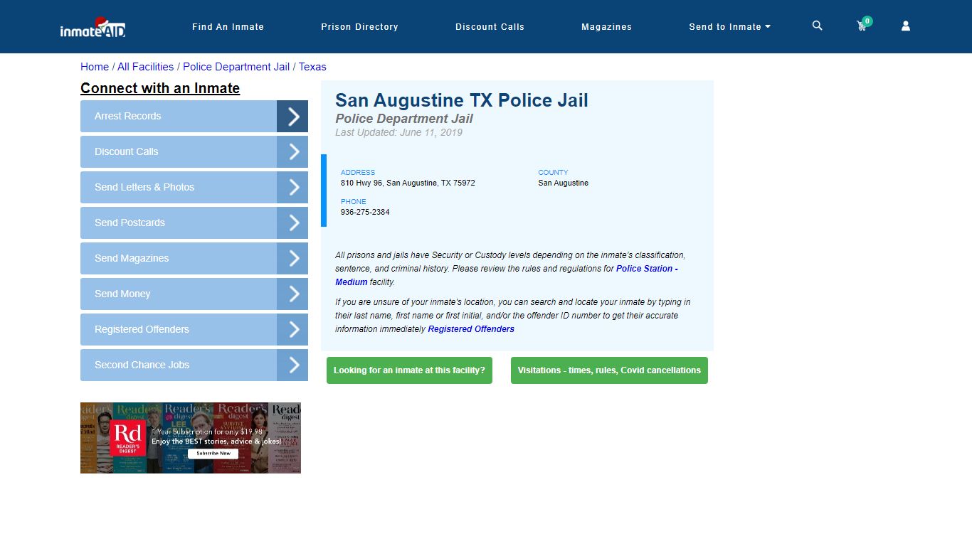 San Augustine TX Police Jail & Inmate Search - San Augustine, TX